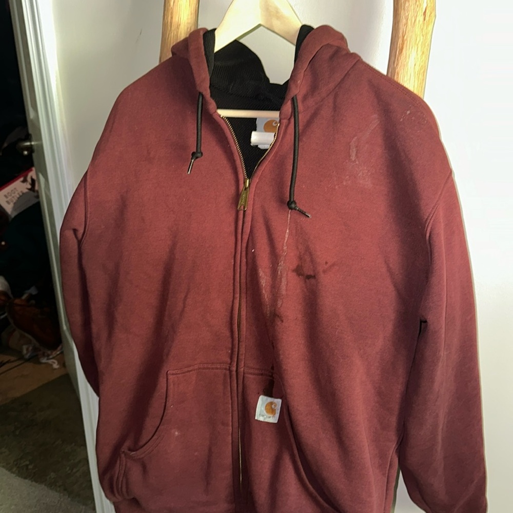 Vintage Carhartt Heavy Duty Lined Hoodie Jacket maroon
